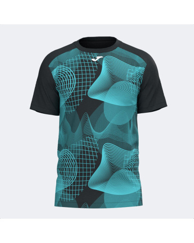 Camiseta Manga Corta Hombre Challenge Negro Turquesa