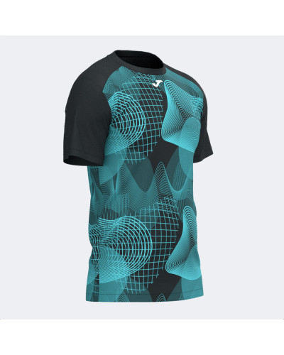 Camiseta Manga Corta Hombre Challenge Negro Turquesa