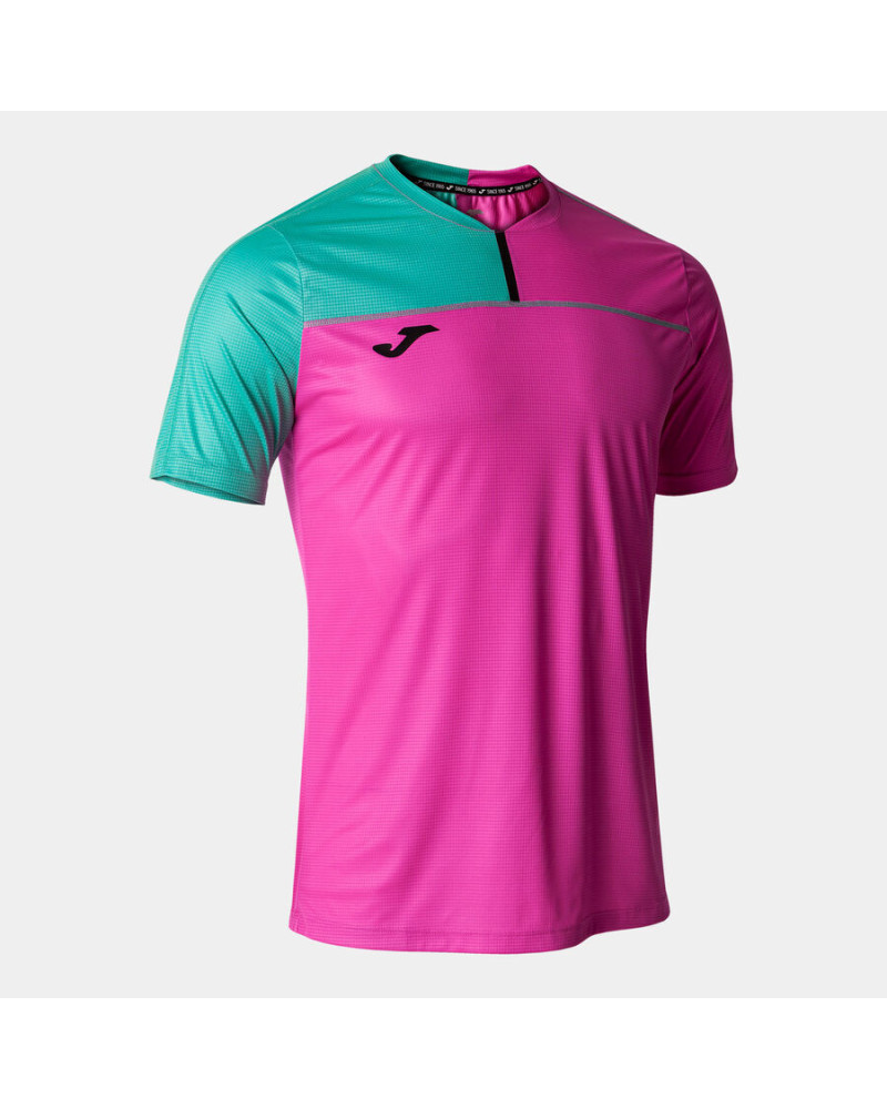 Camiseta Manga Corta Hombre Smash Rosa Fl£or Verde