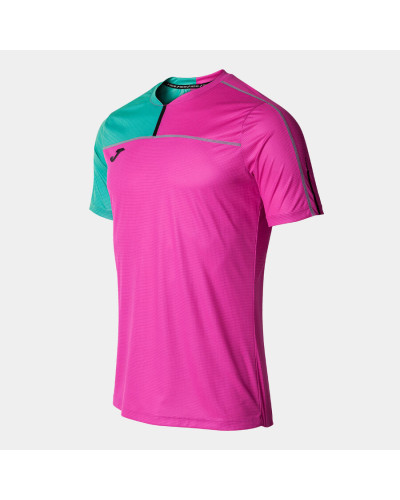 Camiseta Manga Corta Hombre Smash Rosa Fl£or Verde