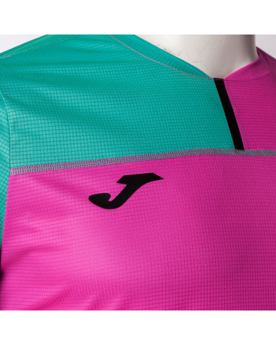 Camiseta Manga Corta Hombre Smash Rosa Fl£or Verde