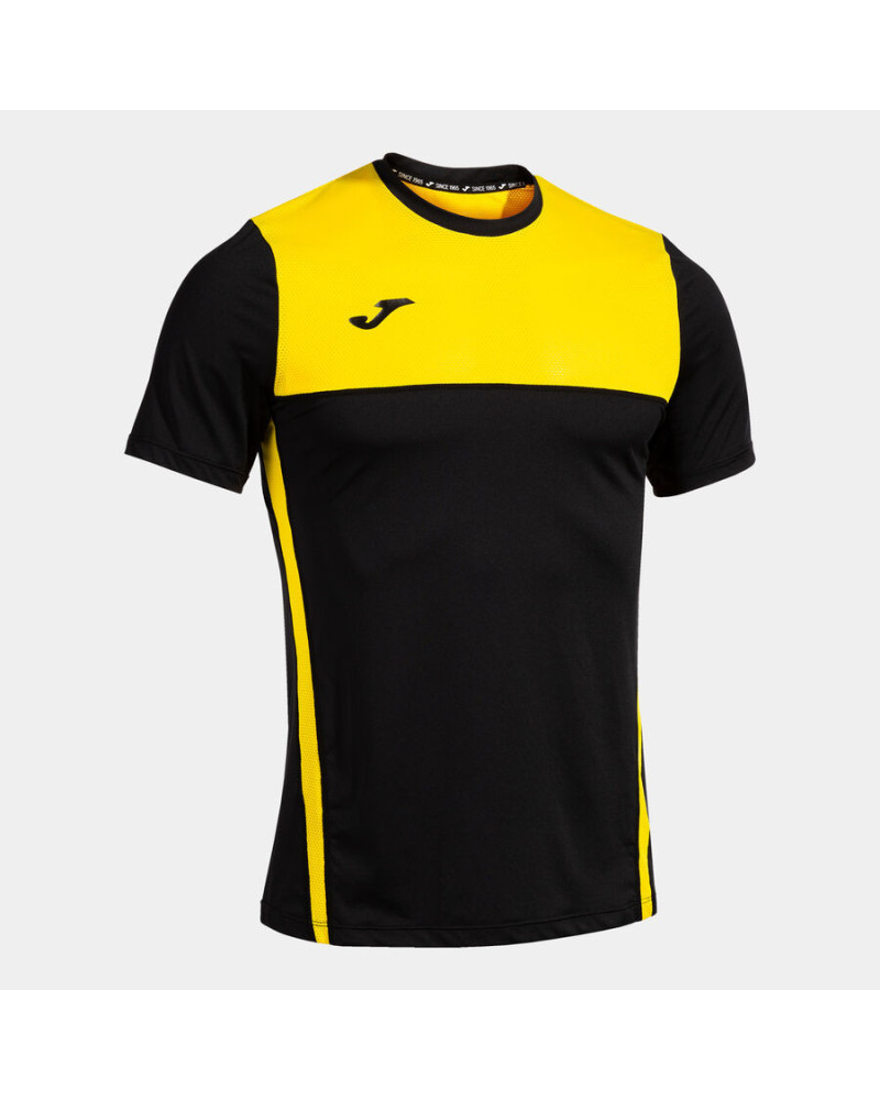 Camiseta Manga Corta Hombre R-Trail Nature Negro Amarillo