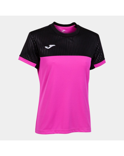 Camiseta Manga Corta Mujer Montreal Rosa Fl£or Negro