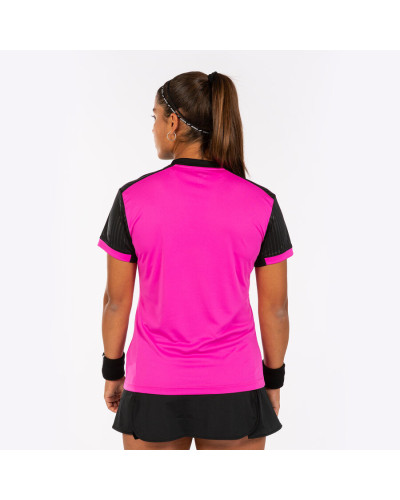 Camiseta Manga Corta Mujer Montreal Rosa Fl£or Negro