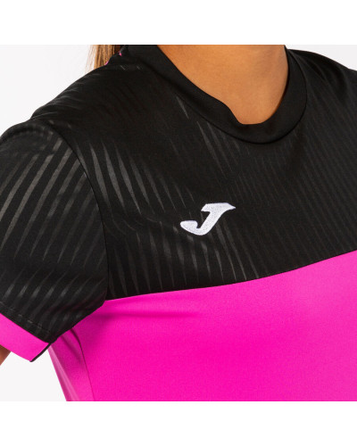 Camiseta Manga Corta Mujer Montreal Rosa Fl£or Negro