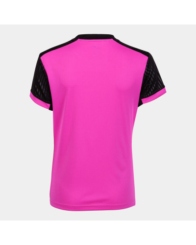 Camiseta Manga Corta Mujer Montreal Rosa Fl£or Negro