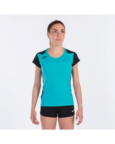Camiseta Manga Corta Mujer Record Ii Turquesa Negro