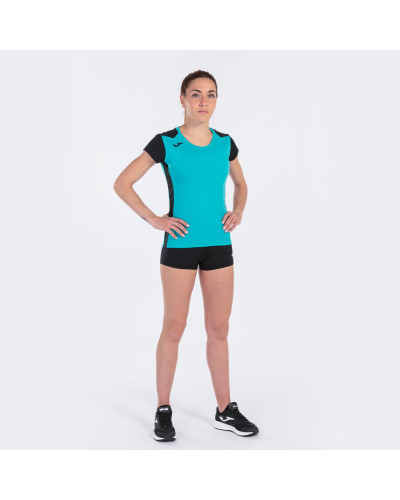 Camiseta Manga Corta Mujer Record Ii Turquesa Negro