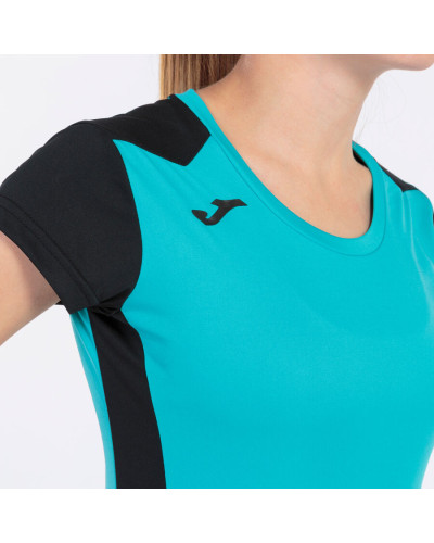 Camiseta Manga Corta Mujer Record Ii Turquesa Negro