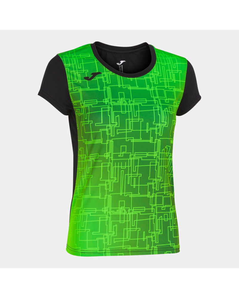 Camiseta Manga Corta Mujer Elite Viii Negro Verde Fl£or