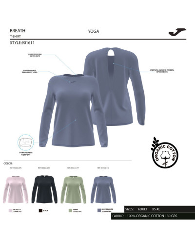 CAMISETA MANGA LARGA MUJER ORGANIC NEGRO